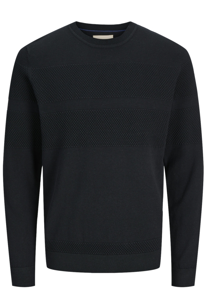 JPRBLUNOAH KNIT CREW NECK BF LN 12265328 BLACK BEAUTY/SOLID/PLAC