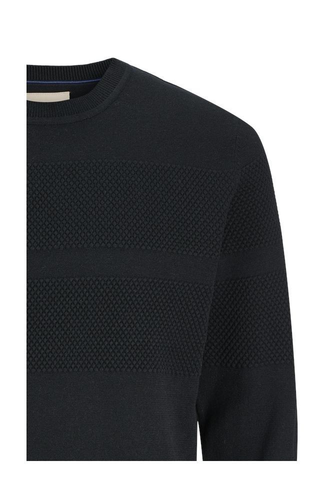 JPRBLUNOAH KNIT CREW NECK BF LN 12265328 BLACK BEAUTY/SOLID/PLAC