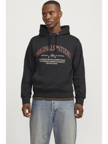 Jack & Jones Trui JORFREDERIKSBERG MARGATE SWEAT HOOD 12265823 BLACK/SCAN