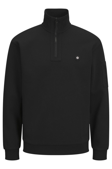 Jack & Jones Trui JCODONALD HALF ZIP SWEAT SMU 12271425 BLACK