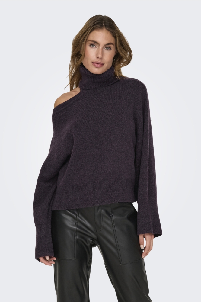 JDYDEBBIE L/S CUT OUT RN PULLOVER KNT 15339501 Plum Perfect/MELANGE