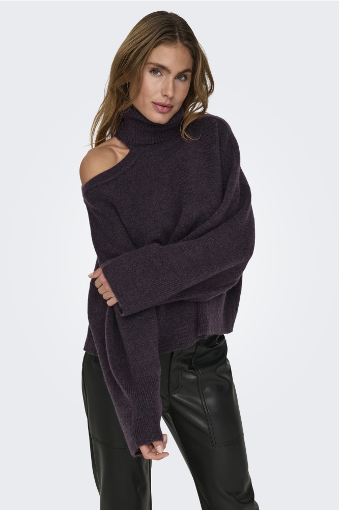 JDYDEBBIE L/S CUT OUT RN PULLOVER KNT 15339501 Plum Perfect/MELANGE