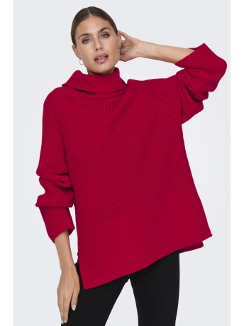 Jacqueline de Yong Trui JDYJUSTY L/S RN RAGLAN SLIT PULL KN 15337004 BARBADOS CHERRY