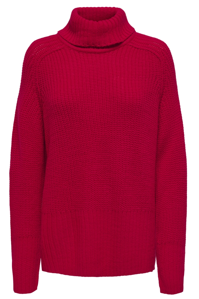 JDYJUSTY L/S RN RAGLAN SLIT PULL KN 15337004 BARBADOS CHERRY