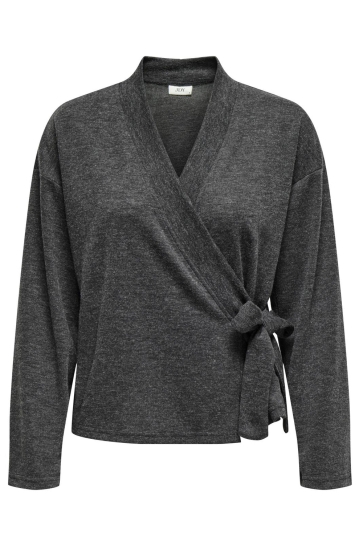 Jacqueline de Yong Vest JDYMIRAGE L/S WRAP CARDIGAN JRS 15333700 Dark Grey Melan/MELANGE