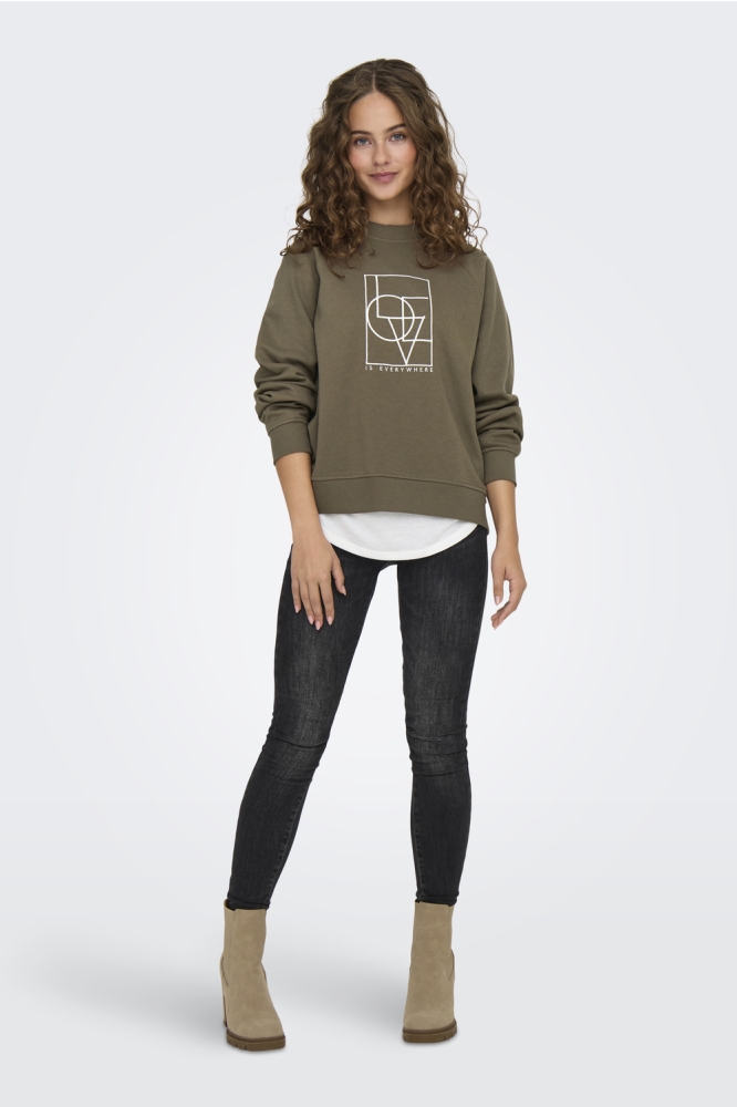 JDYBAMBI L/S EMB SWEAT JRS 15334006 WALNUT/ LOVE EMB