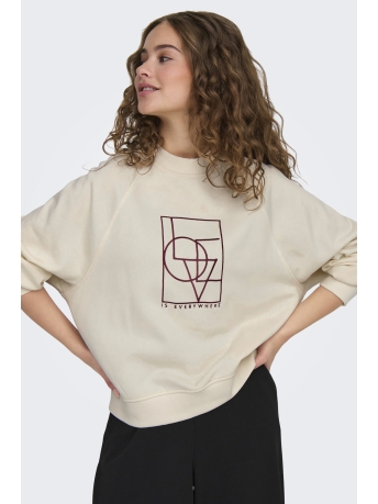 Jacqueline de Yong Trui JDYBAMBI L/S EMB SWEAT JRS 15334006 BIRCH/Love EMB