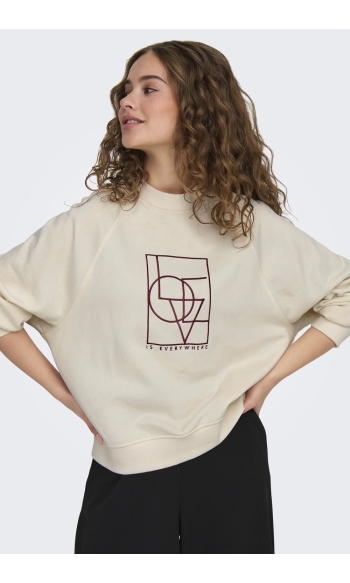 JDYBAMBI L/S EMB SWEAT JRS 15334006 BIRCH/Love EMB