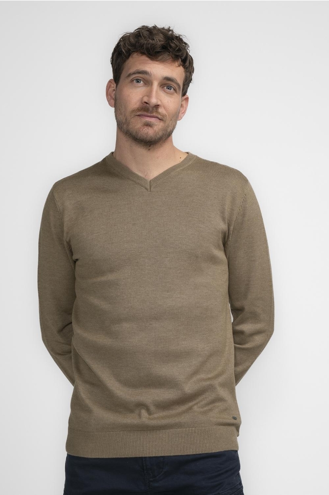 KNITWEAR V NECK BASIC M 3040 KWV200 7140 Oak