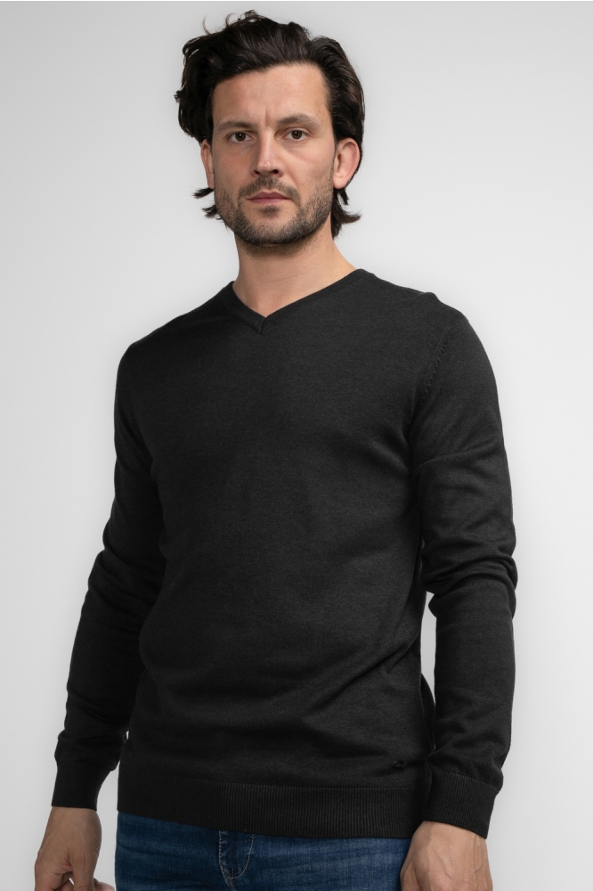 KNITWEAR V NECK BASIC M 3040 KWV200 9091 Dark Black