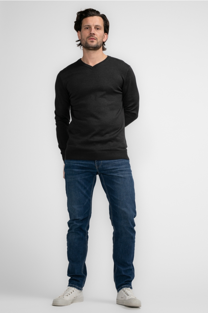 KNITWEAR V NECK BASIC M 3040 KWV200 9091 Dark Black