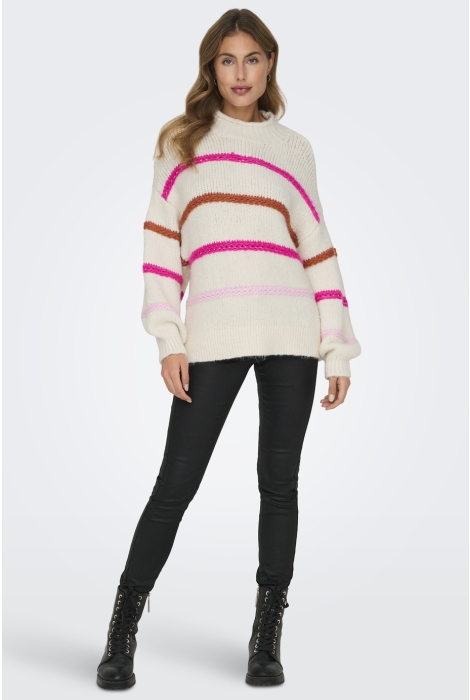 Only onlmy ls stripe high neck knt