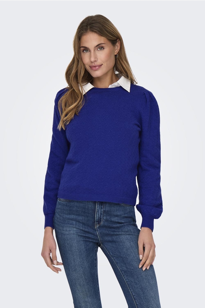 ONLKATIA LS STRUCTURE PUFF O-NECK C 15336937 Clematis Blue