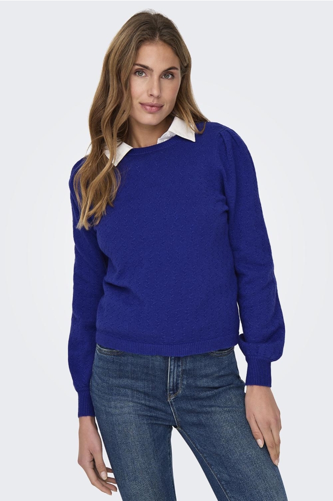 ONLKATIA LS STRUCTURE PUFF O-NECK C 15336937 Clematis Blue