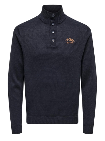 Only & Sons Trui ONSREES REG 7 BTN HIGH NECK KNIT CS 22032069 DARK NAVY