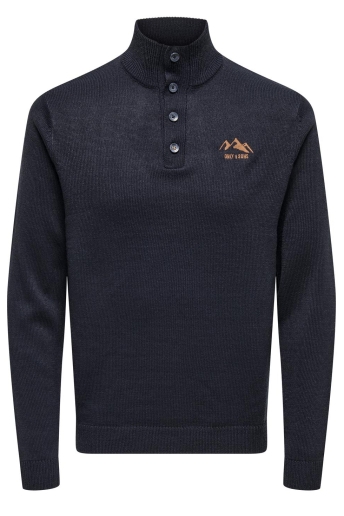 Only & Sons Trui ONSREES REG 7 BTN HIGH NECK KNIT CS 22032069 DARK NAVY