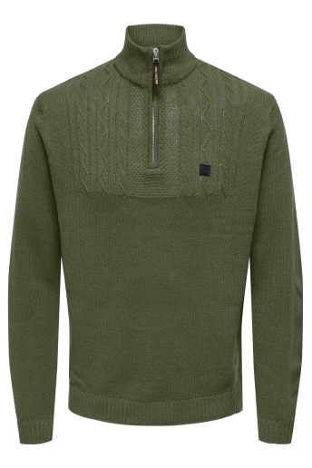 Only & Sons Trui ONSRHETT REG 7 HALF ZIP KNIT CS 22032070 OLIVE NIGHT