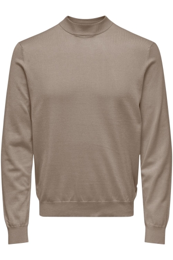 Only & Sons Trui ONSWYLER LIFE REG 14 LS MOCK KNIT 22027562 DESERT TAUPE