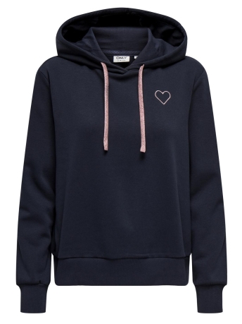 Only Trui ONLNOLI L/S HEART HOOD SWT 15312874 NIGHT SKY/ROSE GOLD