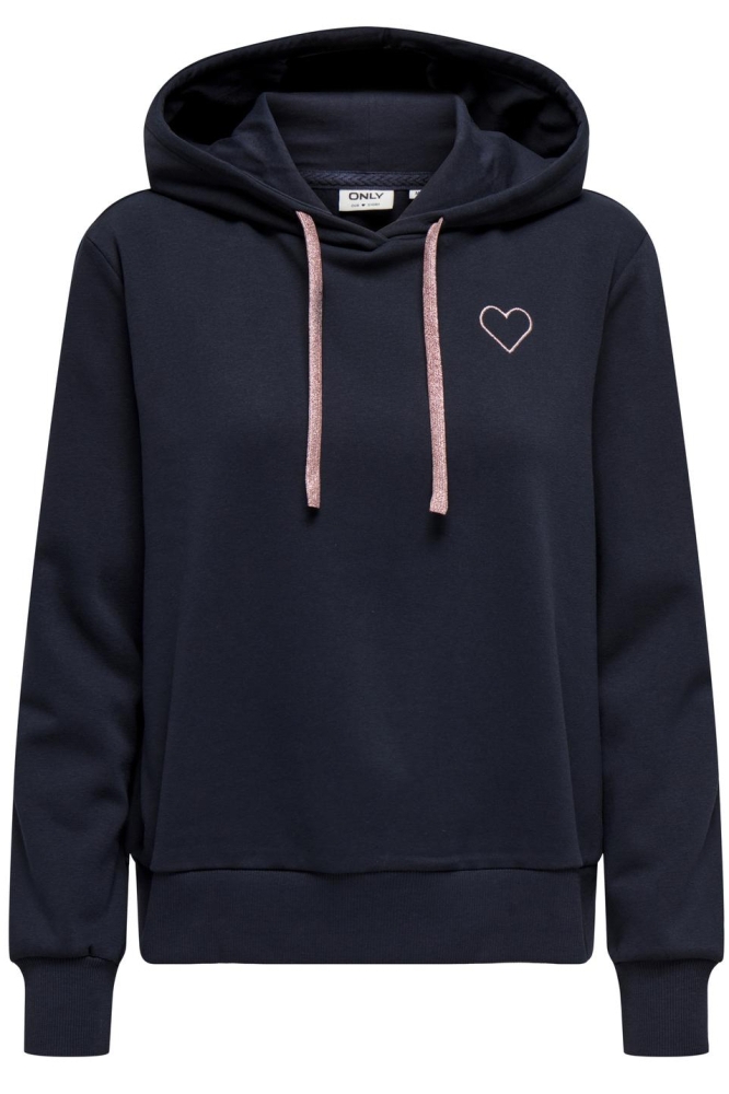 ONLNOLI L/S HEART HOOD SWT 15312874 NIGHT SKY/ROSE GOLD