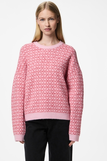 Pieces Trui PCNAVI LS O-NECK KNIT MM 17154857 ROSEATE SPOONBI/LOLLIPOP H