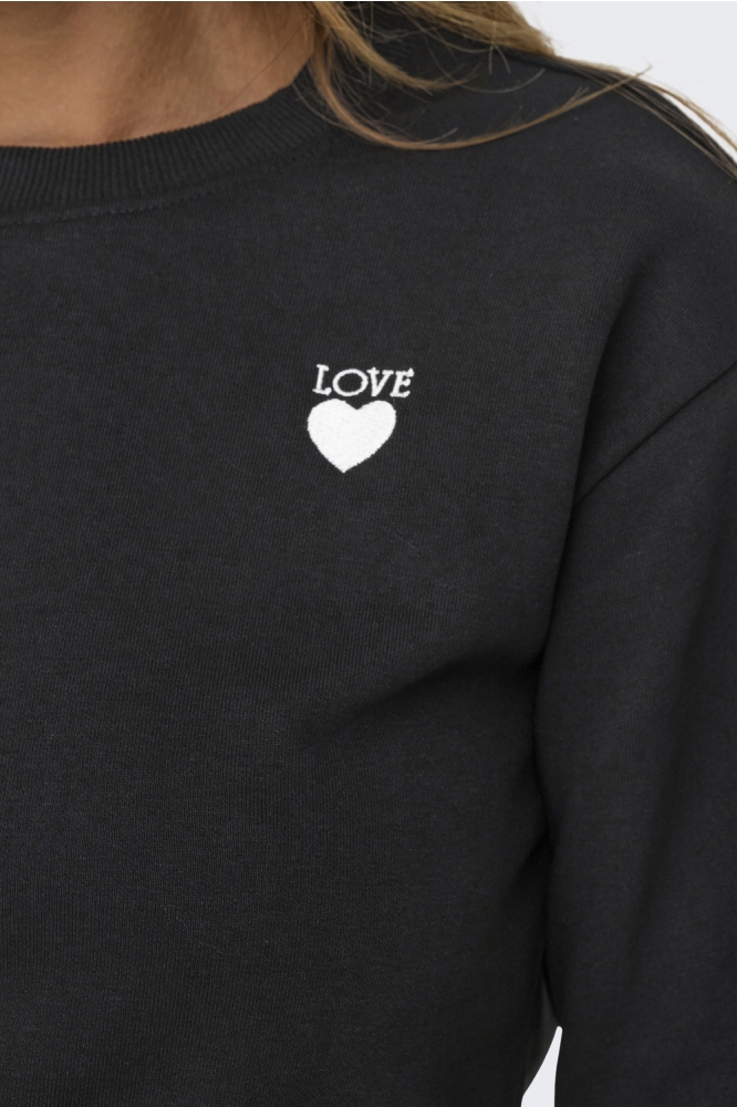 JDYPARIS L/S EMB SWEAT JRS 15221015 Black/SMALL LOVE