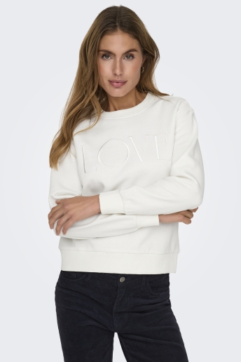 Jacqueline de Yong Trui JDYPARIS L/S EMB SWEAT JRS 15221015 Cloud Dancer/LOVE