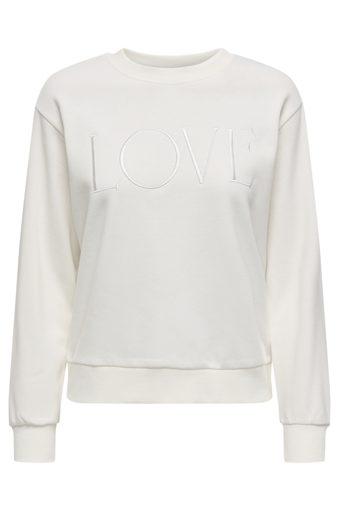 JDYPARIS L/S EMB SWEAT JRS 15221015 Cloud Dancer/LOVE