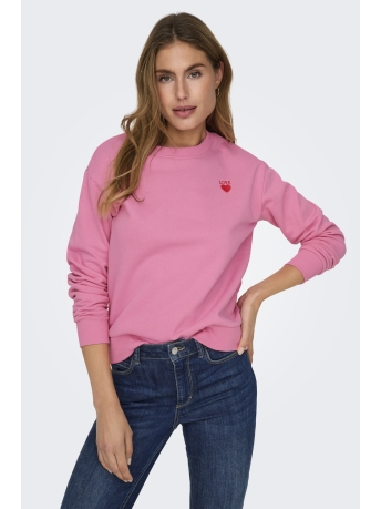 Jacqueline de Yong Trui JDYPARIS L/S EMB SWEAT JRS 15221015 Sachet Pink/SMALL LOVE