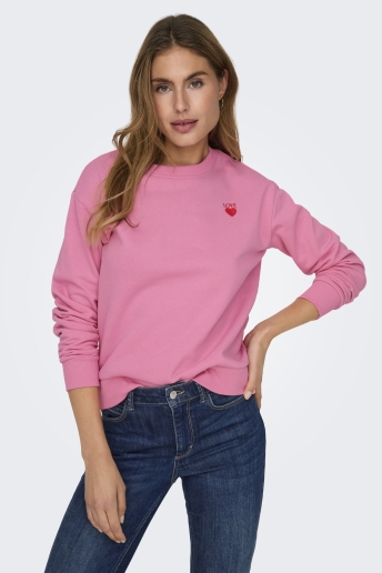 Jacqueline de Yong Trui JDYPARIS L/S EMB SWEAT JRS 15221015 Sachet Pink/SMALL LOVE