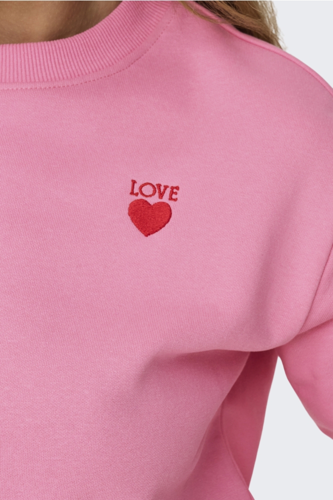 JDYPARIS L/S EMB SWEAT JRS 15221015 Sachet Pink/SMALL LOVE