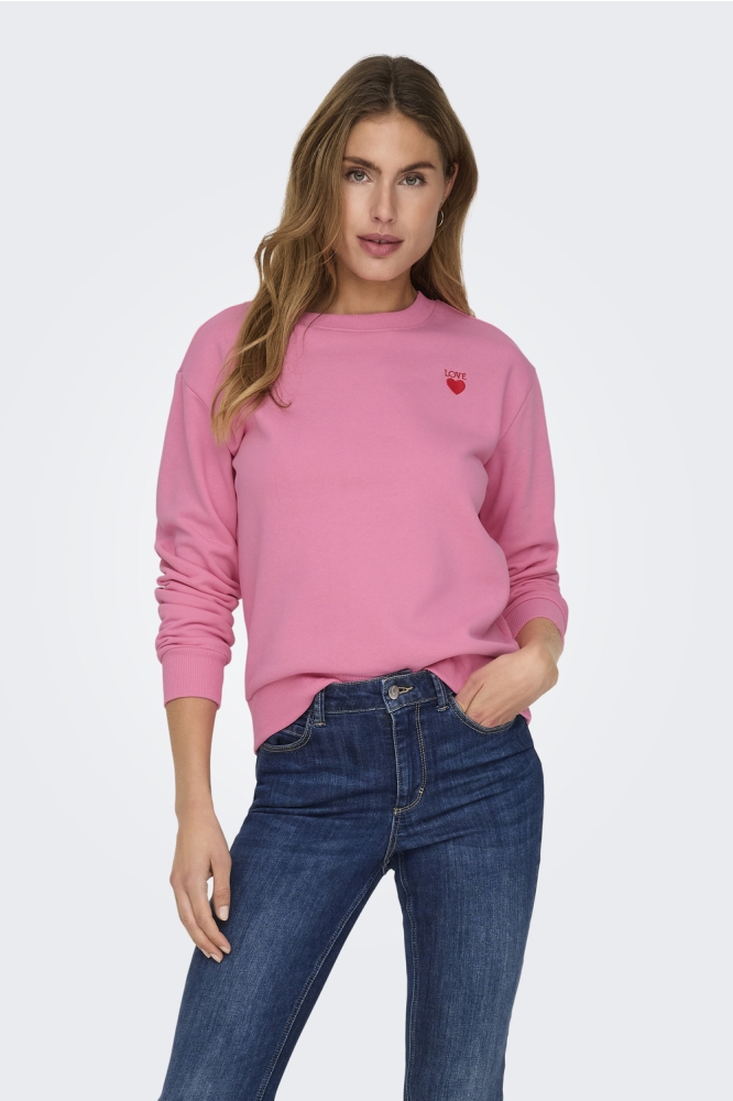 JDYPARIS L/S EMB SWEAT JRS 15221015 Sachet Pink/SMALL LOVE