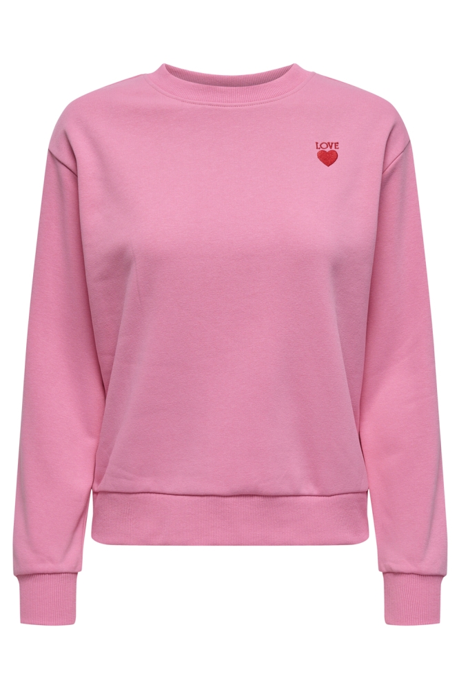 JDYPARIS L/S EMB SWEAT JRS 15221015 Sachet Pink/SMALL LOVE