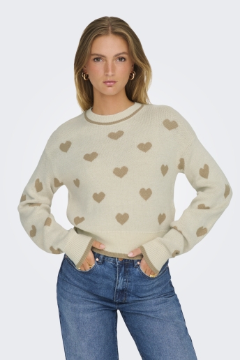 Jacqueline de Yong Trui JDYROMANCE L/S JACQ. PULLOVER KNT N 15314768 BIRCH/W HUMUS HE