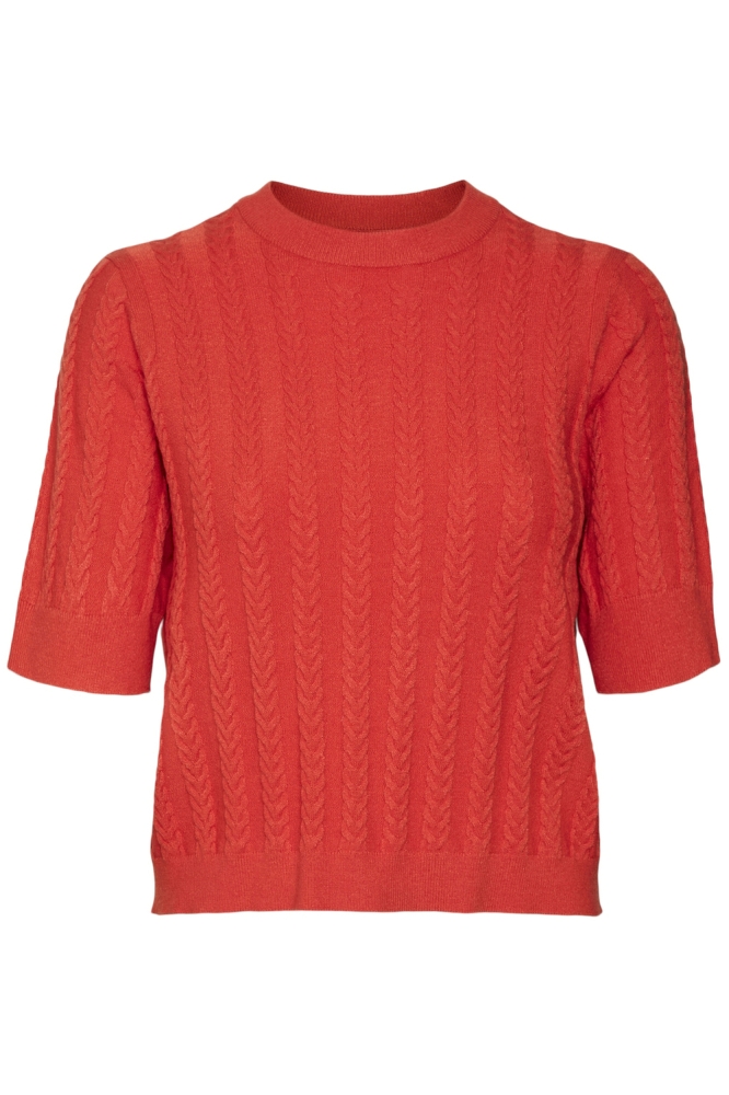 VMJENNY SS O-NECK PULLOVER GA BOO 10321462 FIERY RED/SOLID