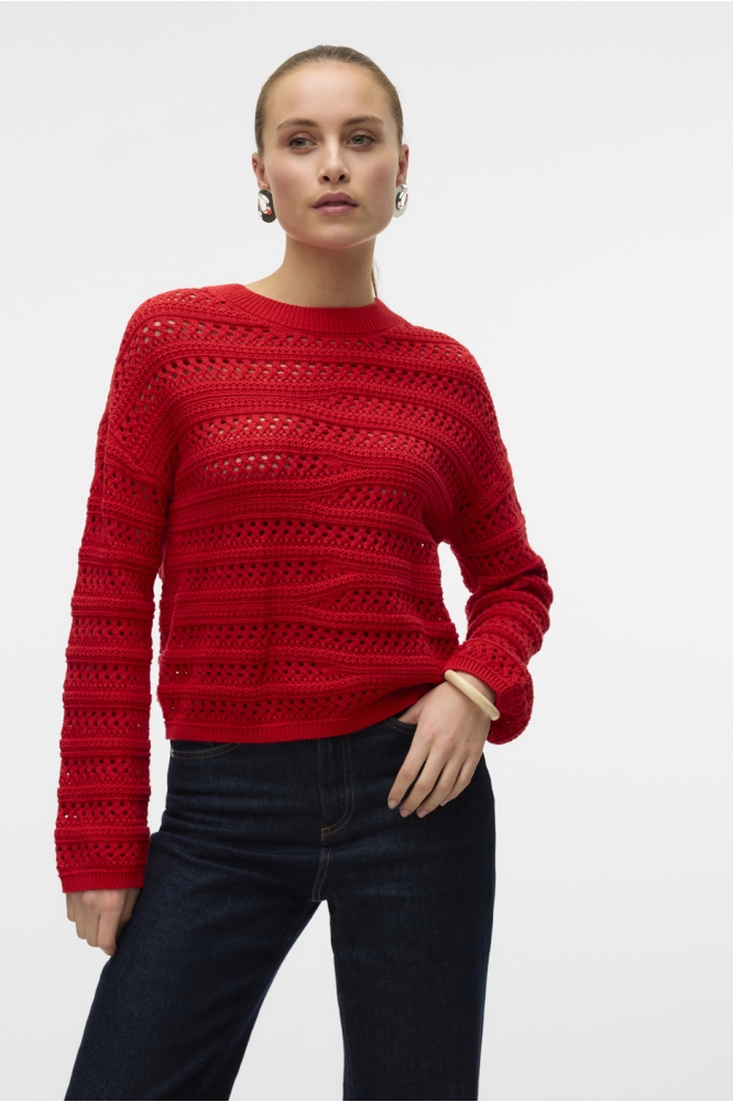 VMLILJA LS O-NECK PULLOVER GA 10321472 Fiery Red