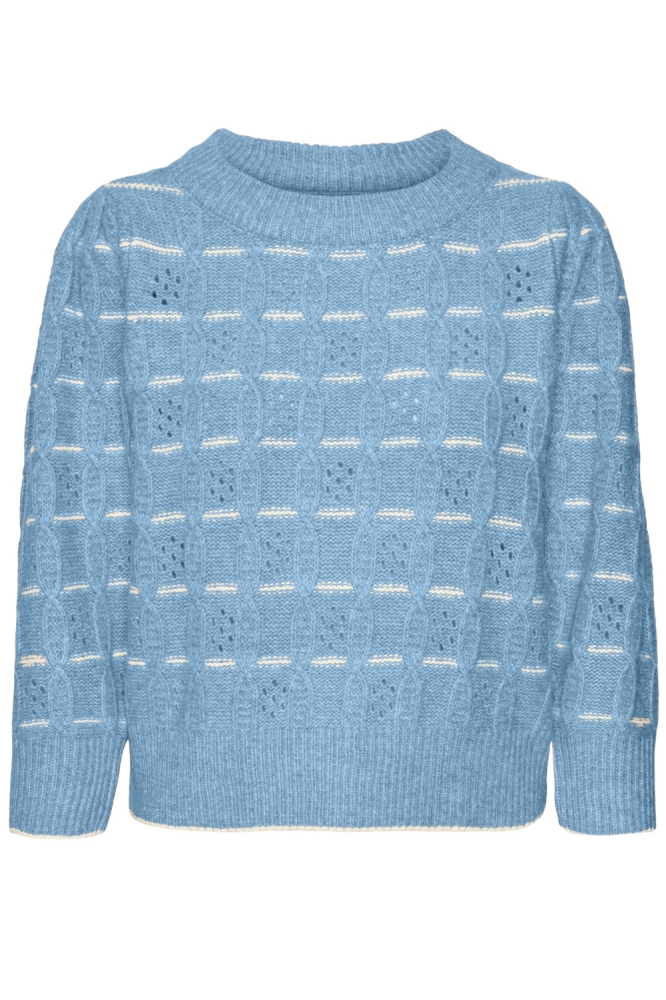 VMNEWLEONOR 3/4 O-NECK PULLOVER GA 10321290 AIRY BLUE/MELANGE W.