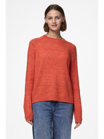 Pieces Trui PCJULIANA LS O-NECK KNIT NOOS BC 17126277 Tangerine Tango