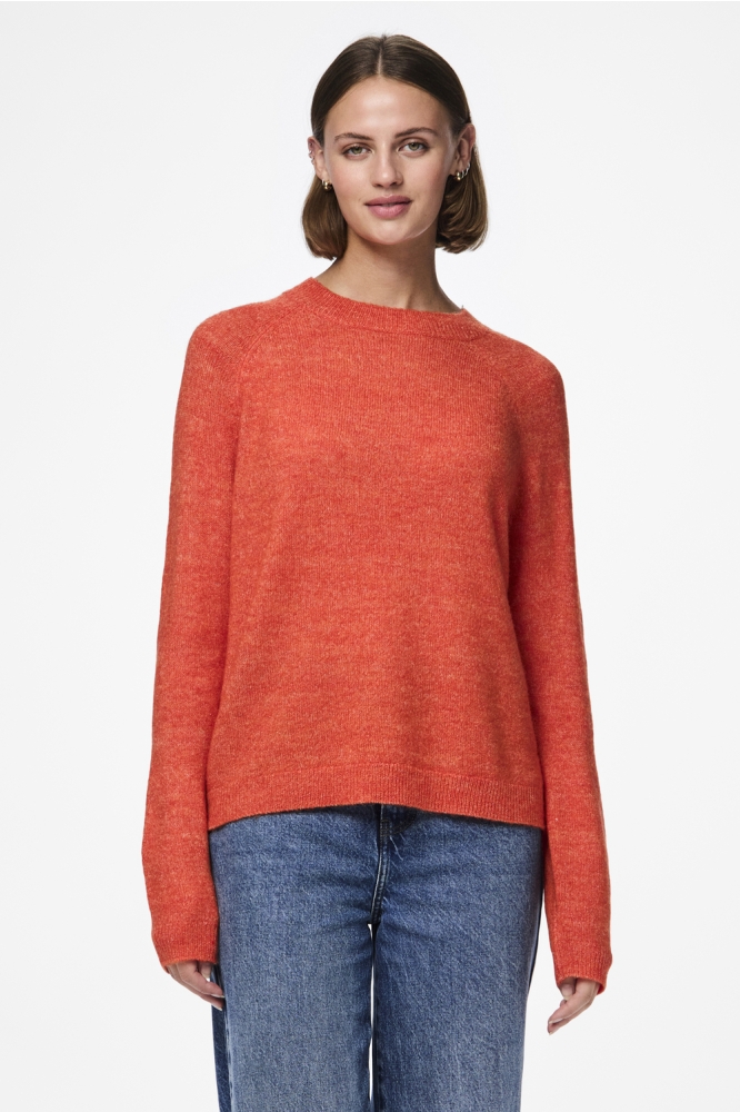 PCJULIANA LS O-NECK KNIT NOOS BC 17126277 Tangerine Tango