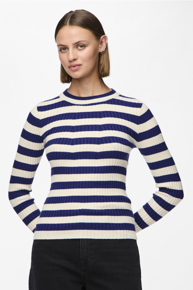 PCCRISTA LS O-NECK KNIT NOOS BC 17115047 Bellwether Blue/WIDE BIRCH