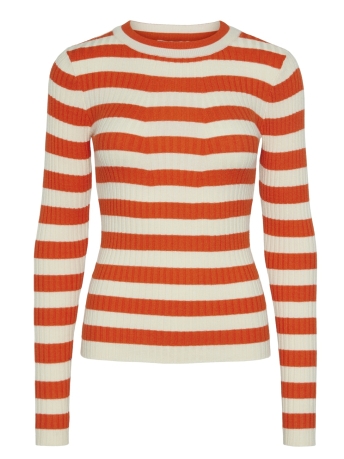 Pieces Trui PCCRISTA LS O-NECK KNIT NOOS BC 17115047 Tangerine Tango/WIDE BIRCH