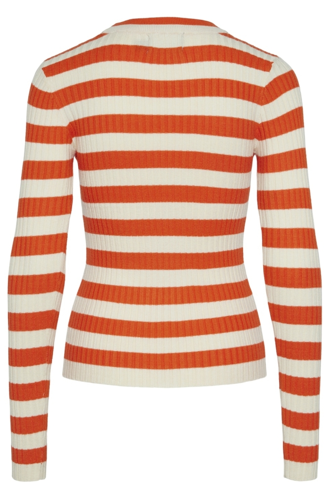 PCCRISTA LS O-NECK KNIT NOOS BC 17115047 Tangerine Tango/WIDE BIRCH