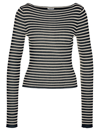 Noisy may Trui NMFINA L/S BOAT NECK KNIT TOP FWD 27031562 BLACK/OATMEAL