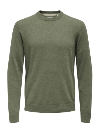 Only & Sons Trui ONSREX LIFE REG 12 CREW KNIT 22024080 DEEP LICHEN GREEN