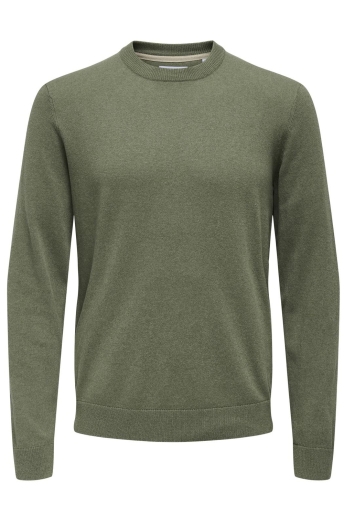 Only & Sons Trui ONSREX LIFE REG 12 CREW KNIT 22024080 DEEP LICHEN GREEN