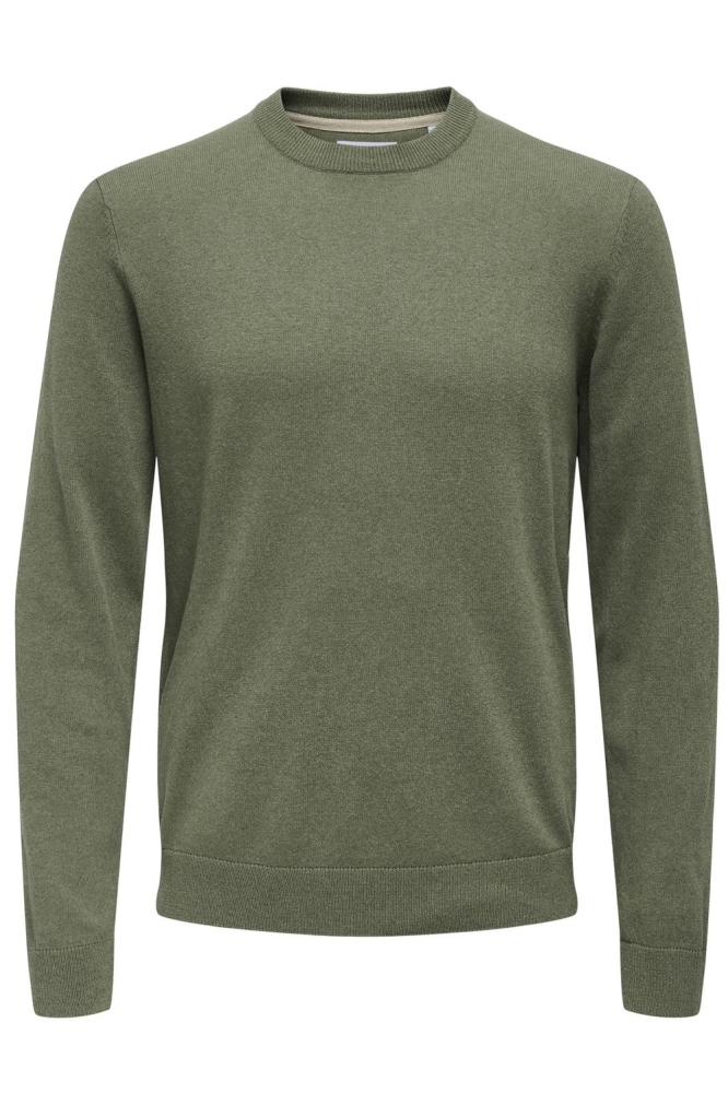 ONSREX LIFE REG 12 CREW KNIT 22024080 DEEP LICHEN GREEN