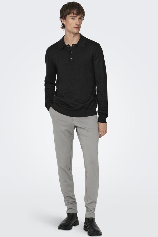 ONSWYLER LIFE REG 14 LS POLO KNIT N 22021184 BLACK