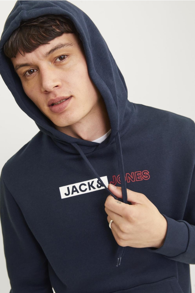 JJECORP LOGO SWEAT HOOD PLAY NOOS 12233599 Navy Blazer/PLAY 5