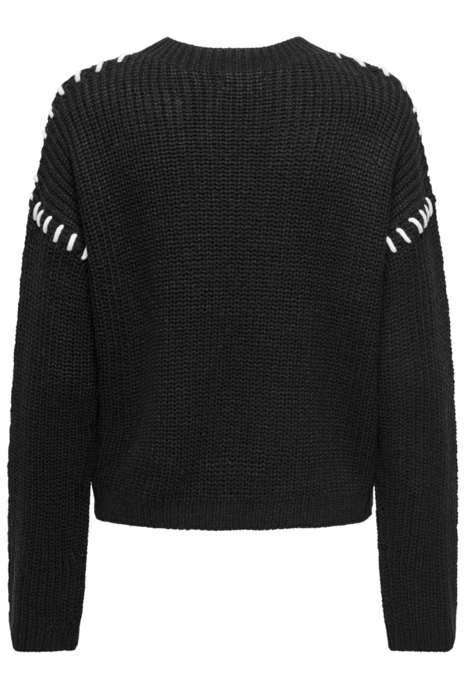 JDYROSELLA L/S STITCH PULLOVER KNT 15329787 BLACK/W WHITE S