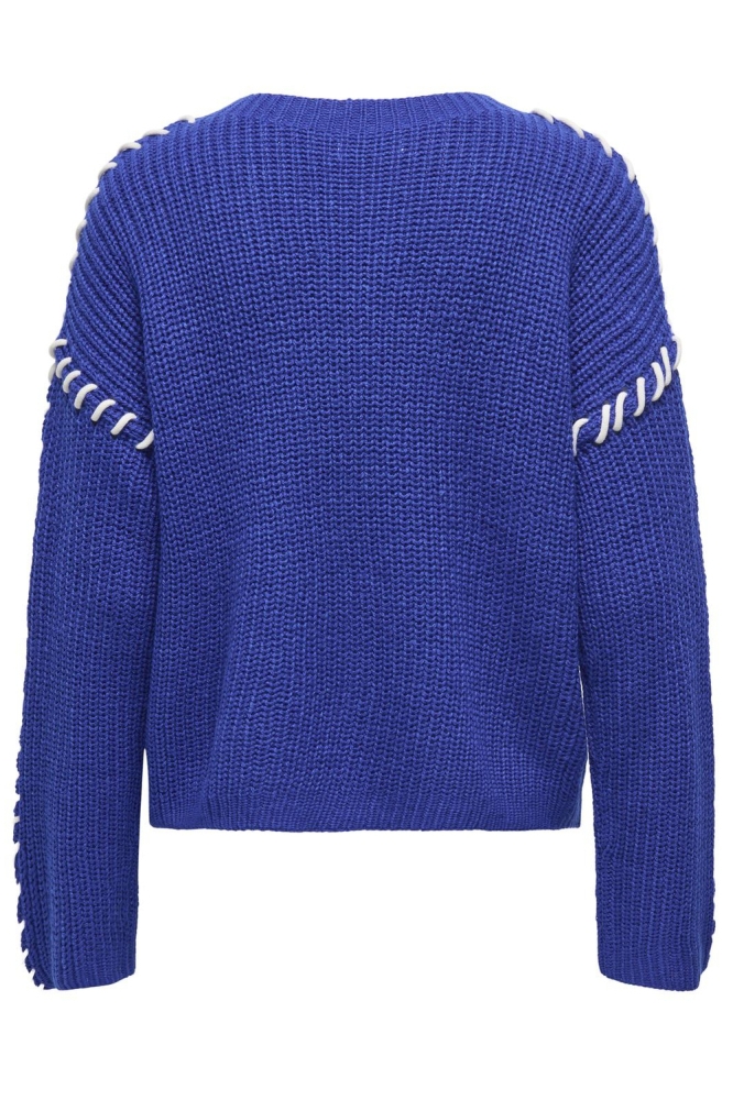 JDYROSELLA L/S STITCH PULLOVER KNT 15329787 SODALITE BLUE/W WHITE S